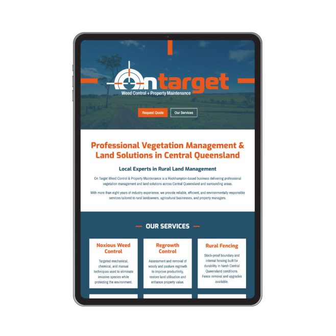 On Target Weed Control & Property Maintenance, Central Queensland website design | FMSTUDIOS
